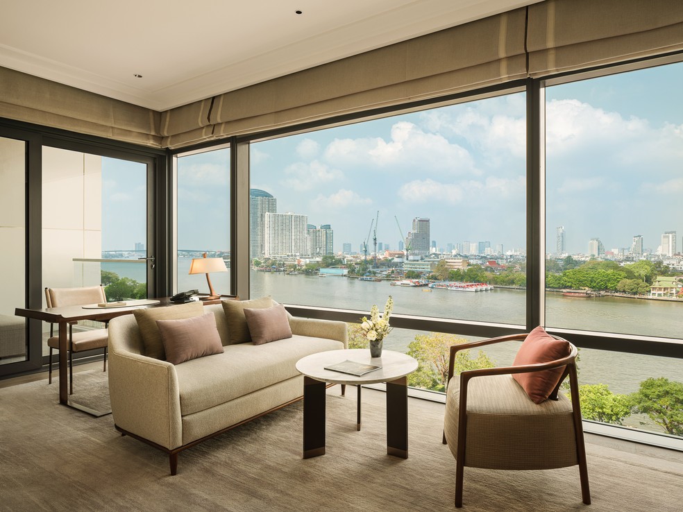 Quarto de frente para o Rio Chao Phraya do hotel cinco estrelas Capella Bangkok, aberto no final de 2020  &mdash; Foto: Divulga&ccedil;&atilde;o