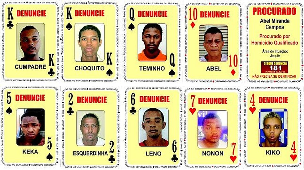 Baralho do crime da Secretaria de Segurança do Estado da Bahia (SSP-BA). — Foto: Reprodução 