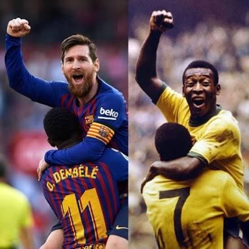 Messi e Pelé — Foto: Reprodução