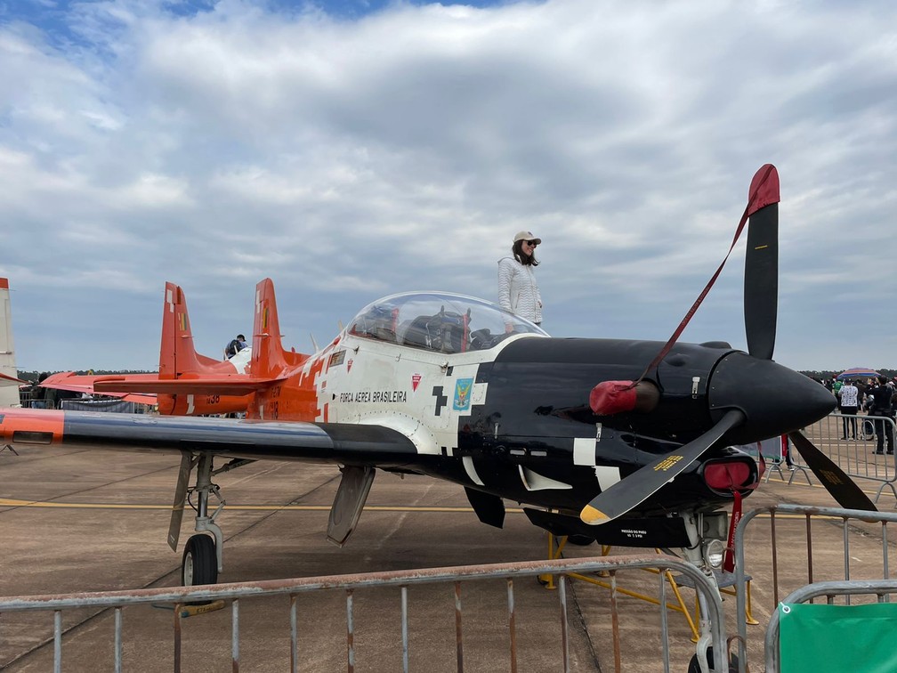 Domingo Aéreo tem exposição de aeronaves e apresentação da Esquadrilha da Fumaça, em Pirassununga — Foto: Ana Marin/g1