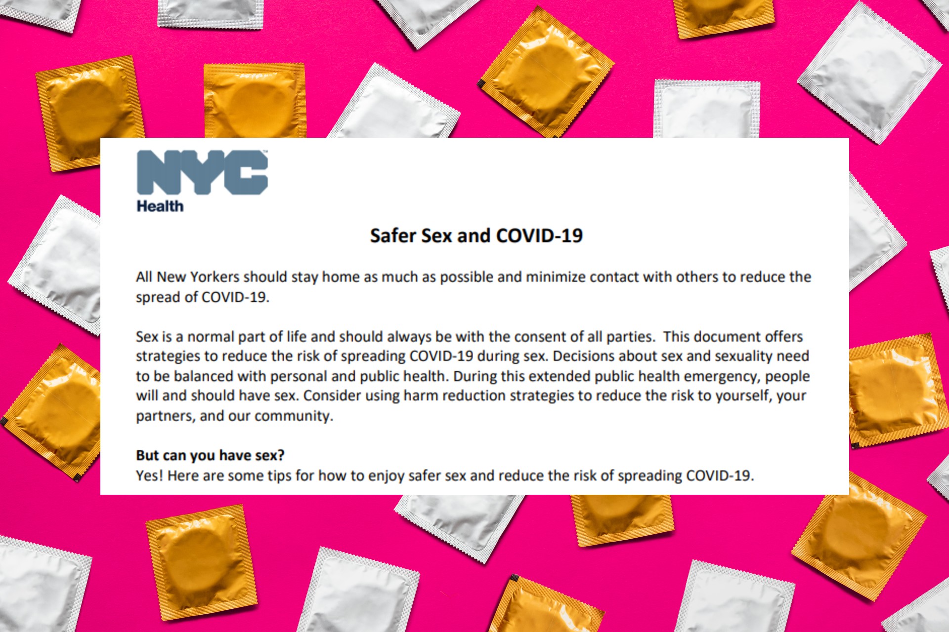 A cartilha de sexo seguro do departamento de saúde da prefeitura de Nova York (Foto: Reprodução)