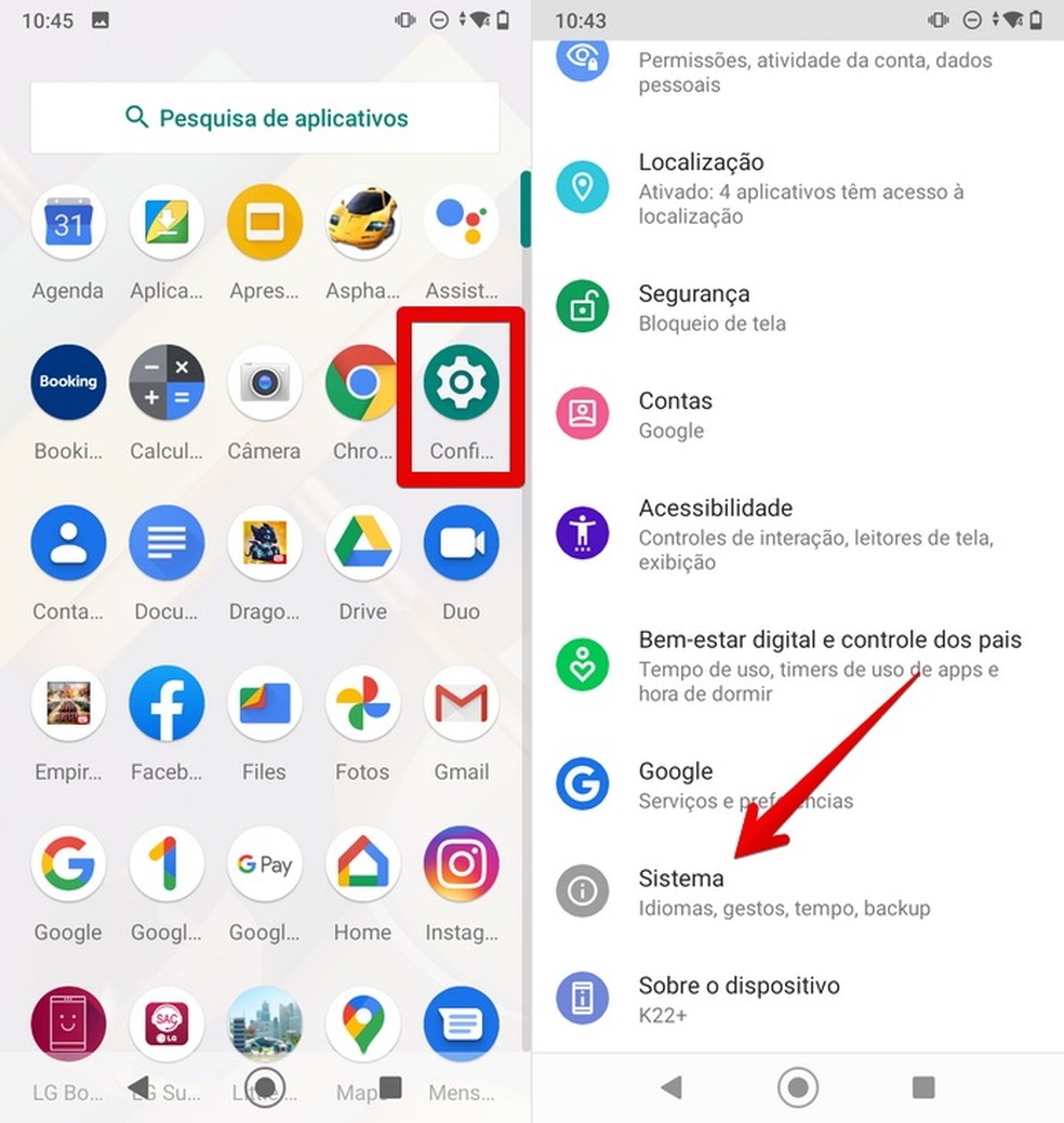 Acesse as configurações do Android — Foto: Reprodução/Helito Beggiora
