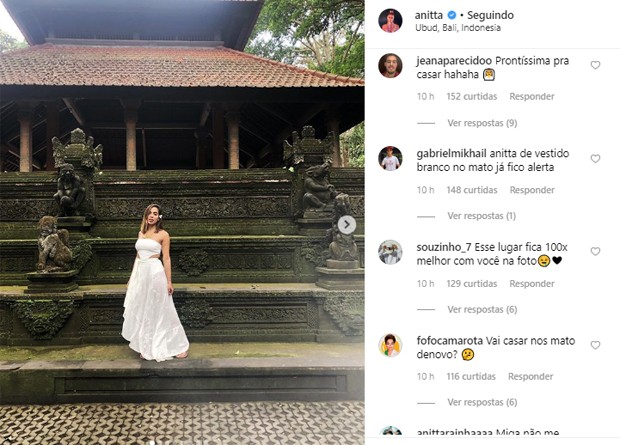 Fãs brincam sobre suposto novo casamento de Anitta em Bali (Foto: Reprodução/Instagram)