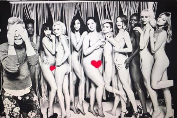 A modelo Ashley Graham nua junto com as participantes do 'America's Next Top Model' (Foto: Instagram)
