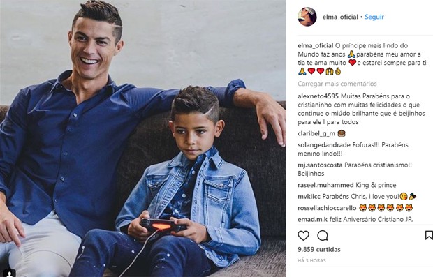 Cristiano Ronaldo Jr. ganha declaração da tia Elma, irmã de CR7 (Foto: Reprodução/Instagram)