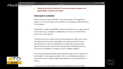 Mortes por Covid-19 e nova subvariante é destaque no g1 Tocantins