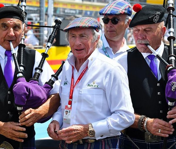 O ex-piloto de Fórmula 1 Jackie Stewart em uma corrida da categoria em 2019 (Foto: Instagram)