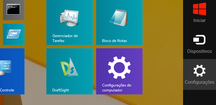 Abra a Charm Bar do Windows 8 para acessar as configura??es (Foto: Reprodu??o/Helito Bijora) 