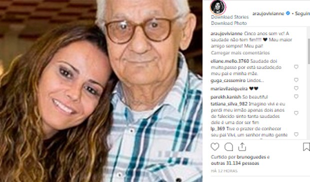 Viviane Araújo e o pai, Josenir (Foto: Reprodução/Instagram)