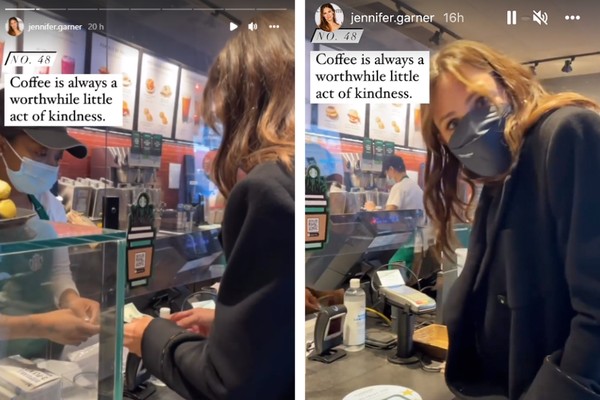Jennifer Garner paga café para geral  (Foto: Reprodução/Instagram)