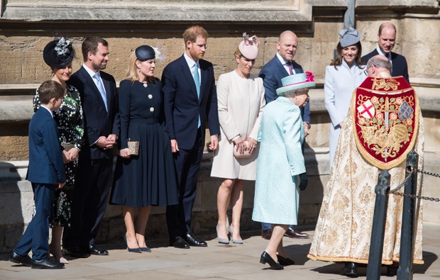 Príncipe Harry, o casal Mike e Zara Tindall, Príncipe William e Kate Middleton no aniversário de 93 anos da Rainha Elizabeth II (Foto: Getty Images)