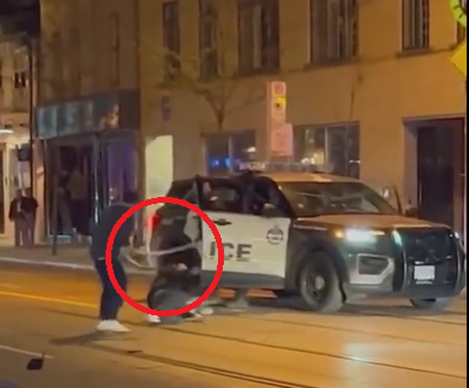 Homem é visto atacando pessoa na rua usando cobra de estimação como arma