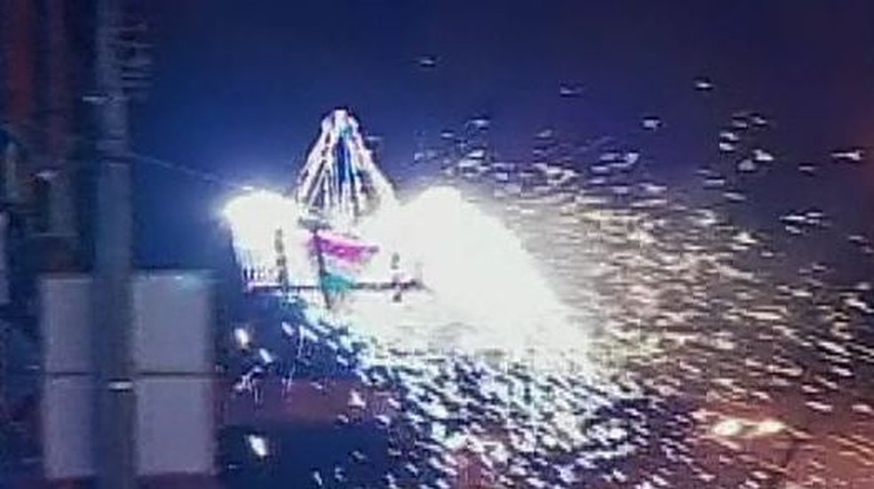 Barco de fogo de Est&acirc;ncia (Foto: Reprodu&ccedil;&atilde;o/ TV Sergipe)