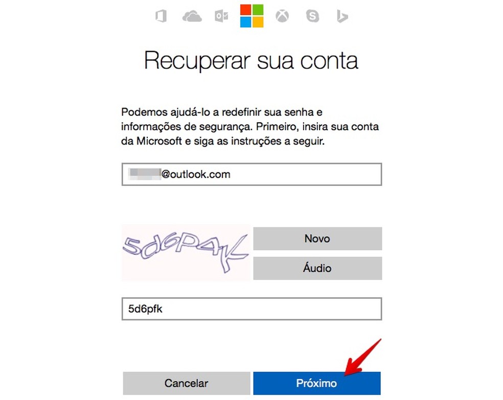 Entre com o código de confirmação da imagem (Foto: Reprodução/Helito Bijora)
