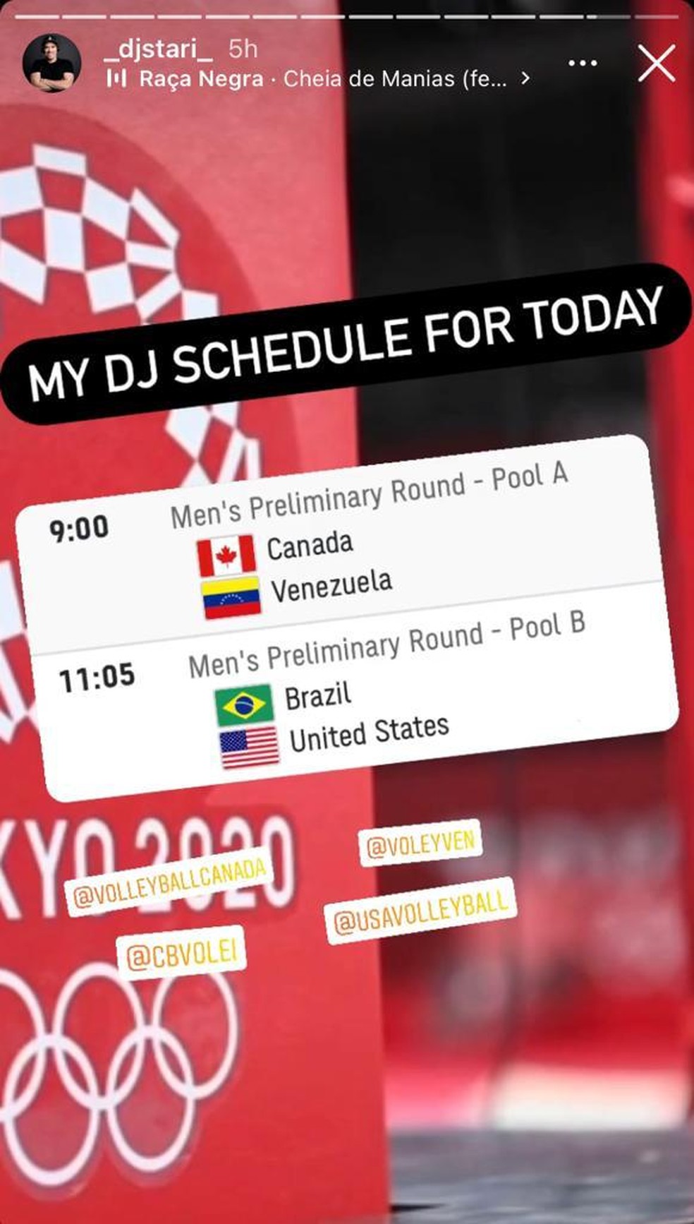 Programação do DJ Stari — Foto: Reprodução Instagram