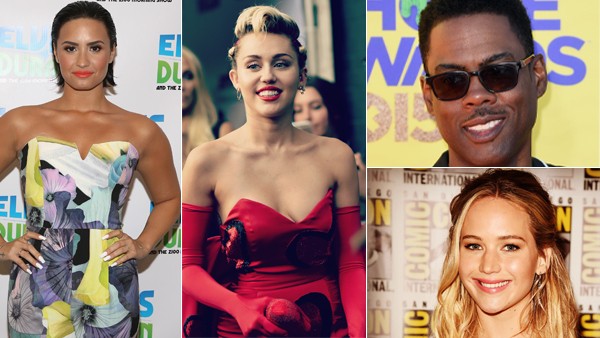 Demi Lovato, Miley Cyrus, Chris Rock e Jennifer Lawrence (Foto: Getty Images)