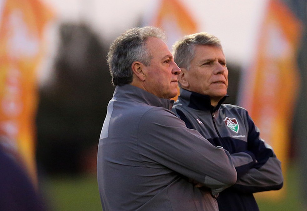 Abel Braga e Paulo Autuori em treino do Fluminense nos Estados Unidos — Foto: Lucas Merçon/Fluminense