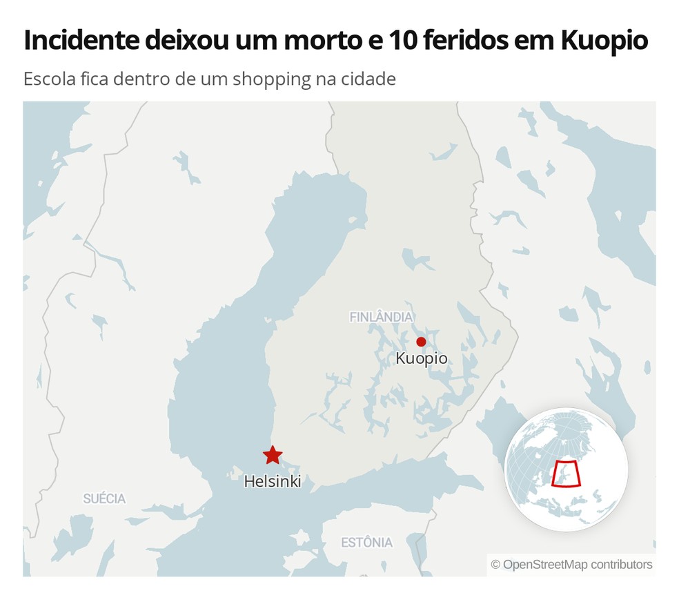 Incidente deixou um morto e 10 feridos em Kuopio — Foto: Lara Pinheiro/G1