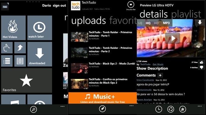 App Tube HD é o melhor cliente do Youtube para Windows Phone (Foto: Reprodução / Dario Coutinho)