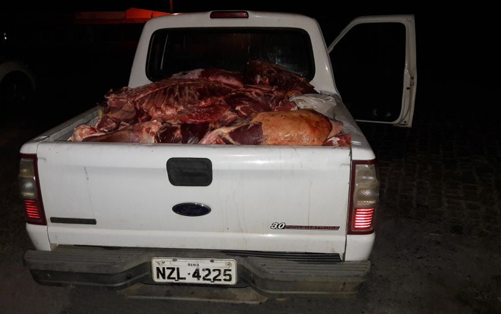 Carnes de procedência irregular foram apreendidas na madrugada deste sábado (Foto: Divulgação/ SSP-BA)