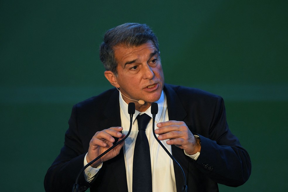 Joan Laporta, presidente do Barcelona — Foto:  LLUIS GENE / AFP