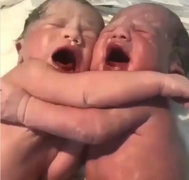 Vídeo de gêmeos se consolando viraliza nas redes socais (Foto: Reprodução/Instagram)