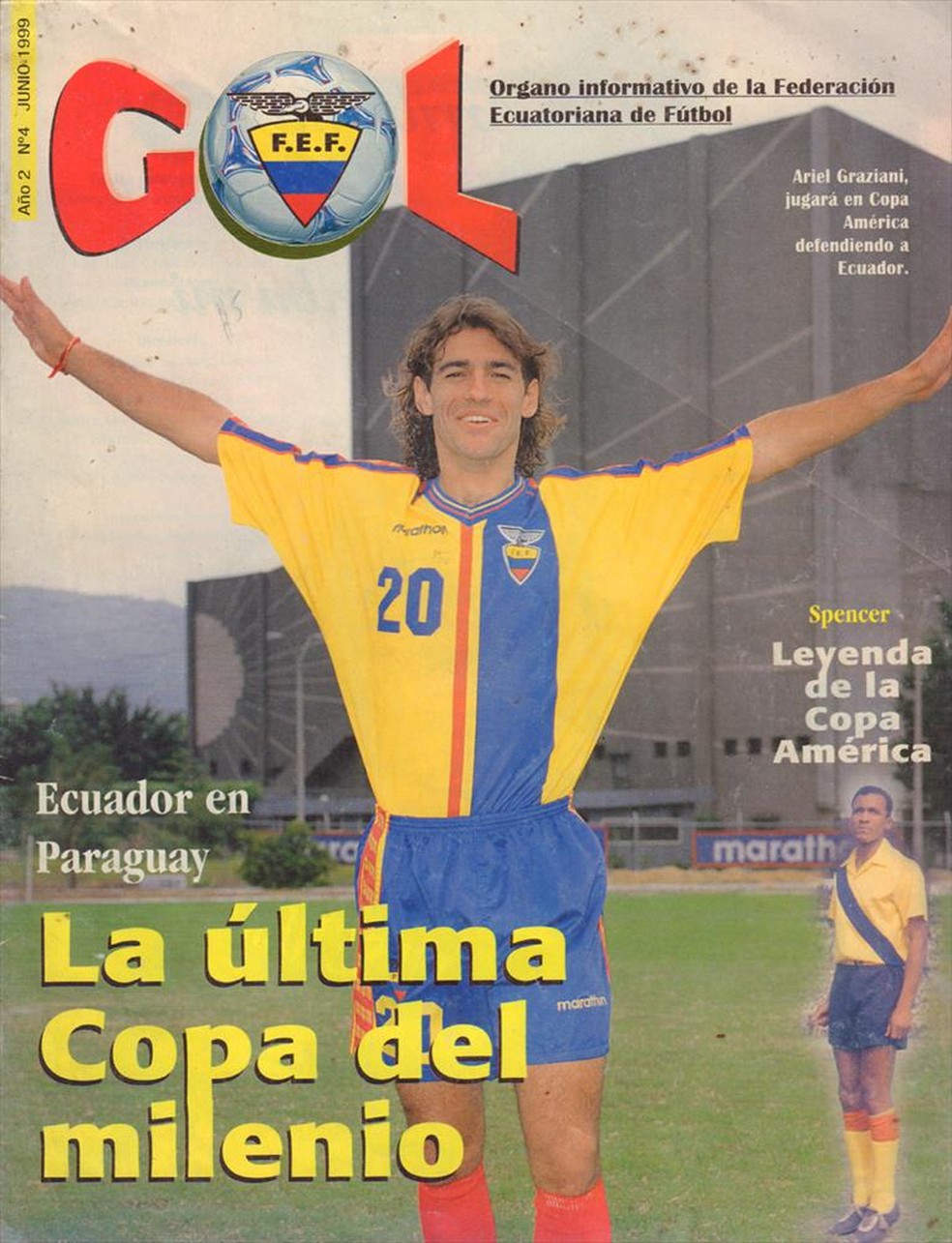 O Equador foi confiante para a Copa América de 1999 — Foto: Reprodução