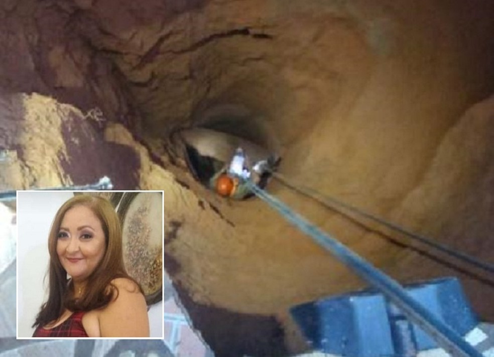Bombeiros tentam resgate de mulher que caiu em poço de 30 metros de profundidade em Juazeiro do Norte, no interior do Ceará — Foto: TV Verdes Mares/Reprodução