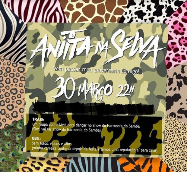 Convite da festa de Anitta (Foto: Divulgação)