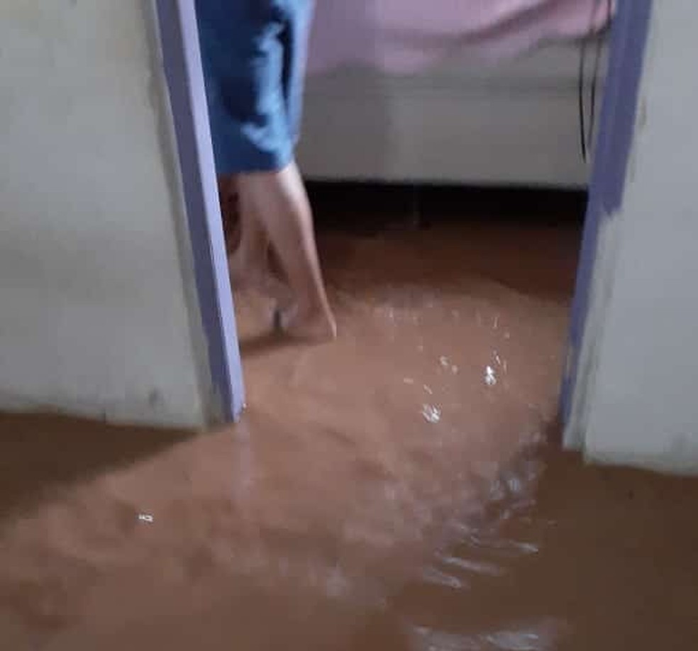 Moradora teve preju&iacute;zos com o transbordamento do c&oacute;rrego &mdash; Foto: Divulga&ccedil;&atilde;o
