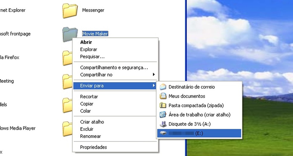 Copie a pasta do aplicativo para um pen drive — Foto: Reprodução/Helito Bijora