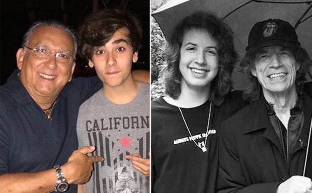 Galvão Bueno e Luca; Lucas e Mick Jagger (Foto: Reprodução/Instagram)