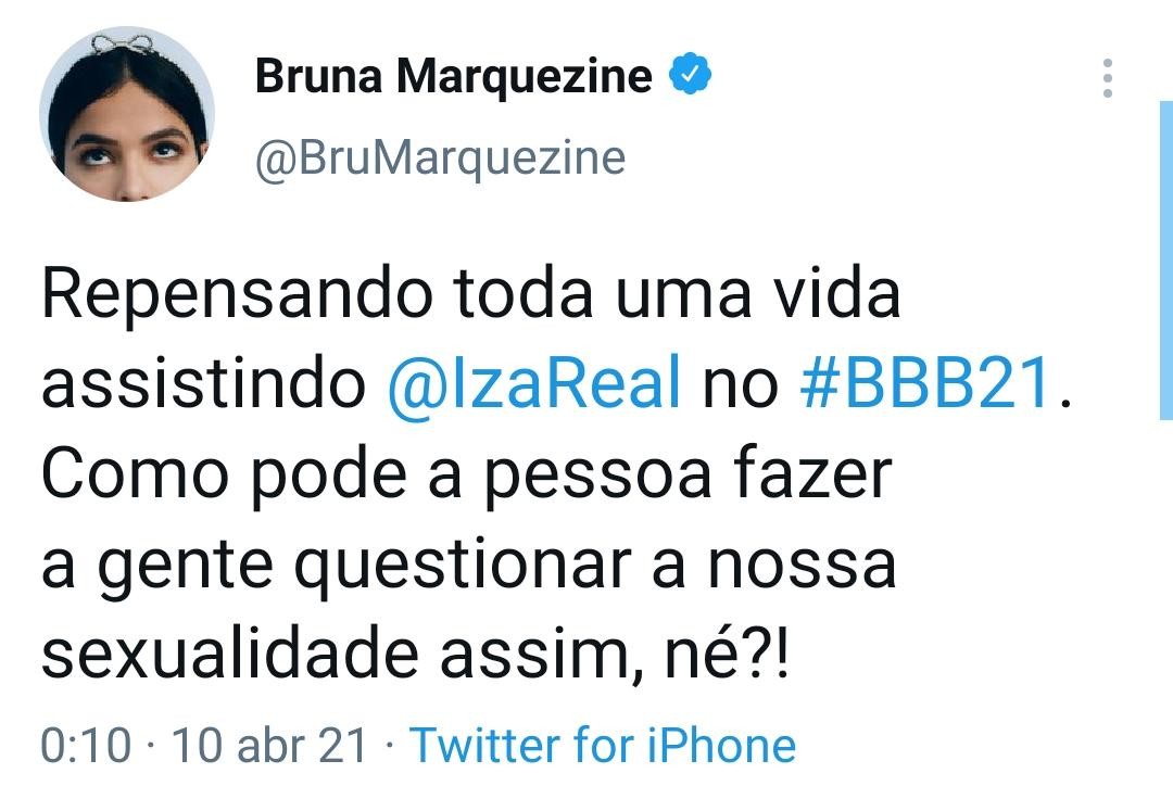 Bruna Marquezine elogia IZA (Foto: Reprodução/Twitter)