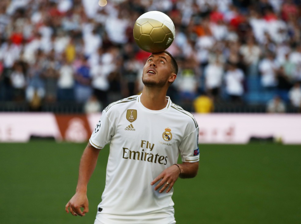 Hazard em sua apresentação no Real Madrid — Foto: Reuters