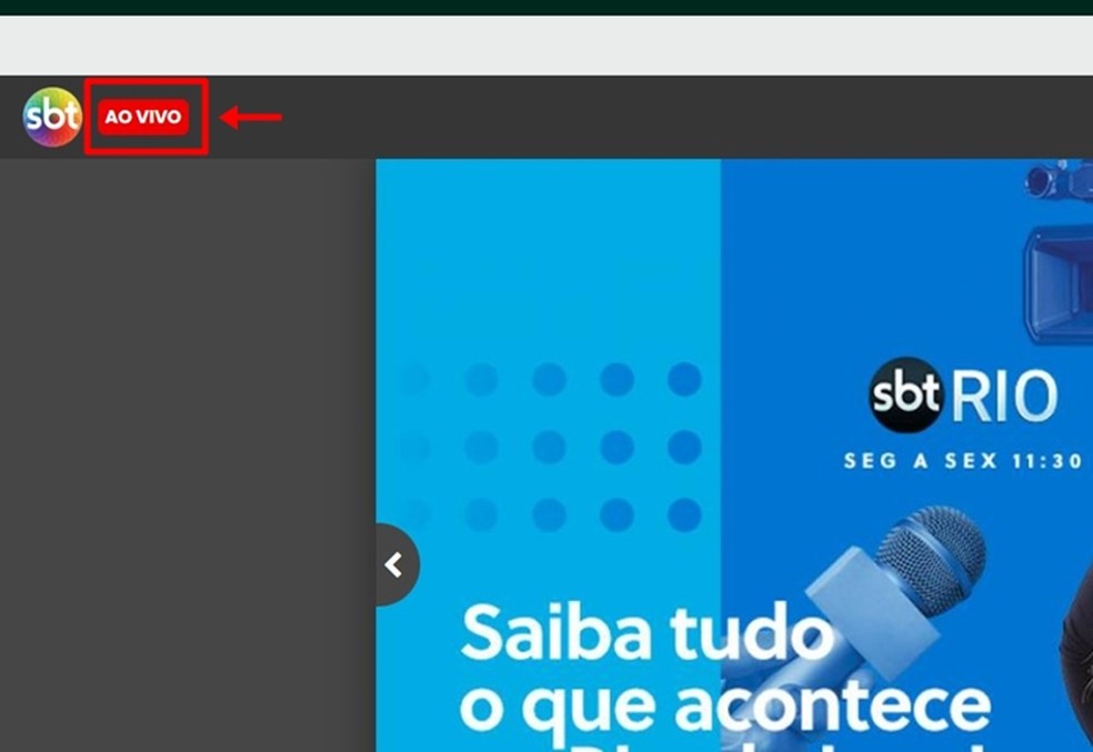 Torcedor precisa acessar a seção "Ao Vivo" para acompanhar Flamengo x Corinthians pela Libertadores 2022 no site do SBT — Foto: Reprodução/Gabriela Andrade