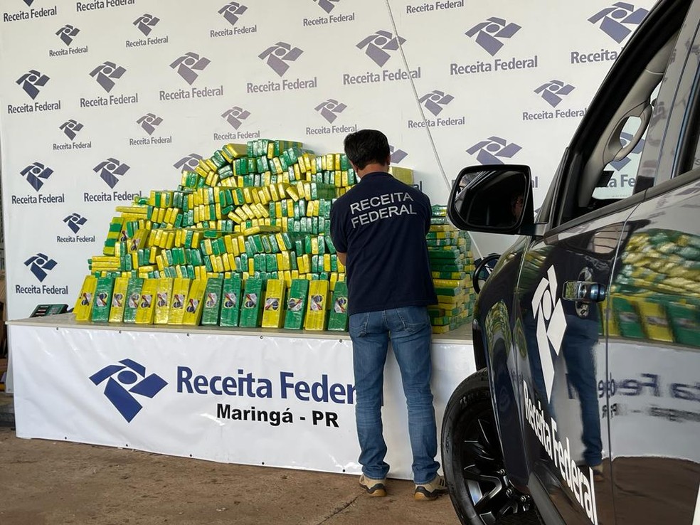 Receita Federal apreende mais de uma tonelada de maconha em Maringá (PR) — Foto: Reprodução/Receita Federal