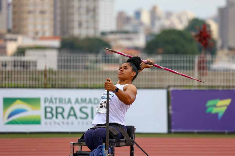 Raissa Rocha quebra o recorde mundial do lançamento de dardo no Centro Paralímpico em São Paulo — Foto: Divulgação/CPB