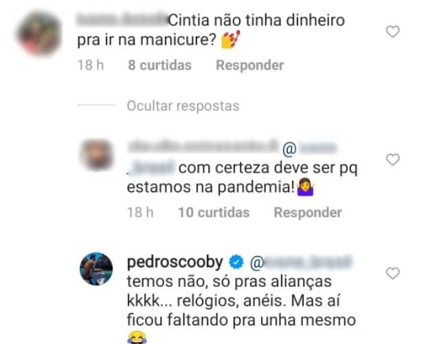 Pedro Scooby rebate crítica a unhas de Cintia Dicker (Foto: Reprodução/Instagram)