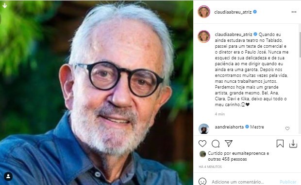 Famosos lamentam morte de Paulo José (Foto: Reprodução/Instagram)