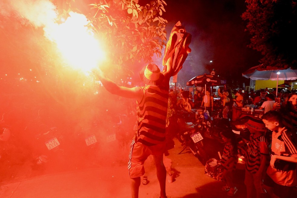 Torcida do Flamengo faz festa nas ruas do Rio de Janeiro — Foto: André Durão