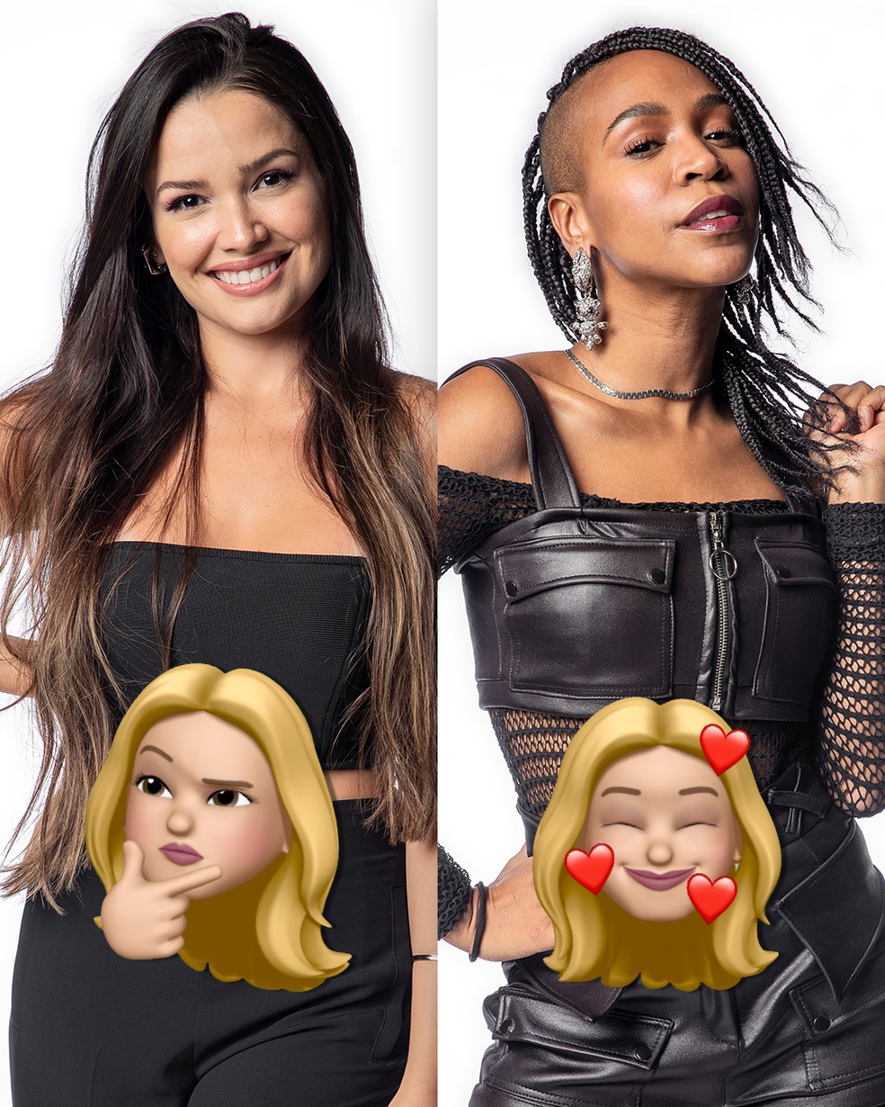 Juliette e Karol Conká recebem emojis de Kerline — Foto: Globo