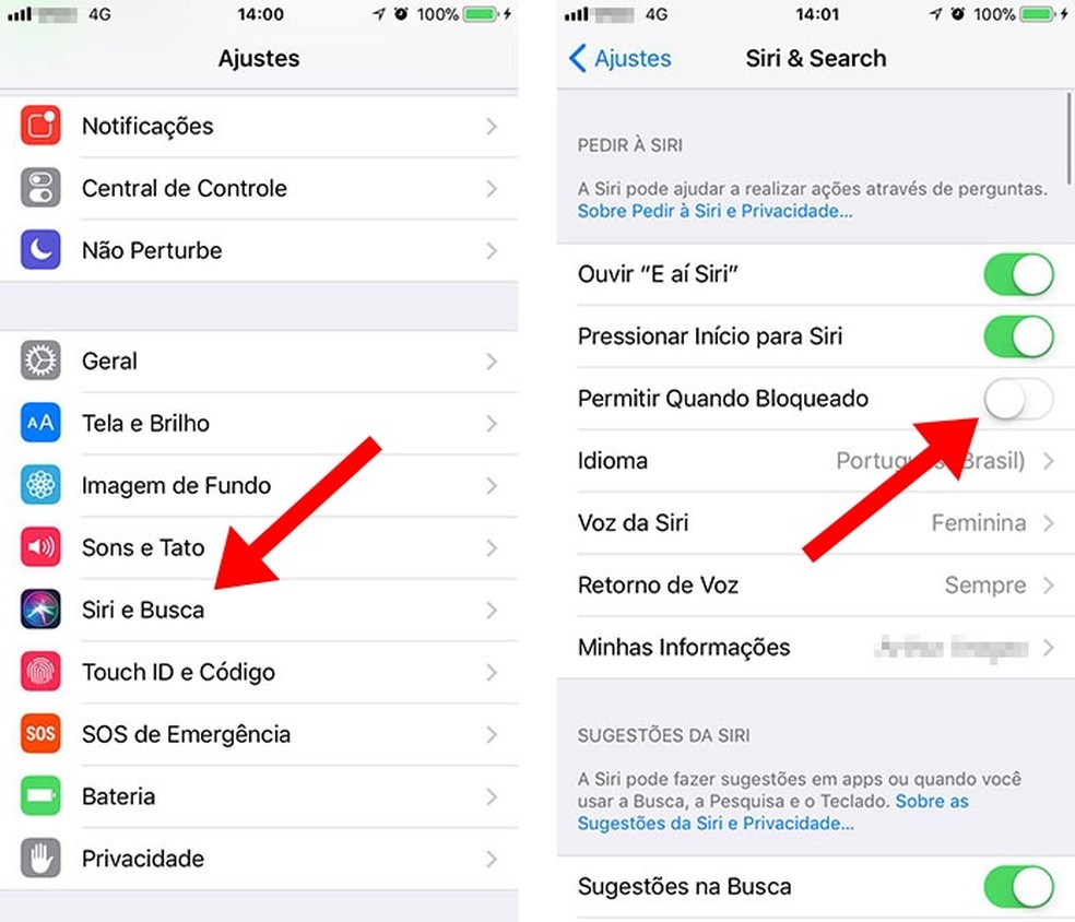 Desative a Siri na tela de bloqueio do iOS 11 para se proteger (Foto: Reprodução/Paulo Alves)