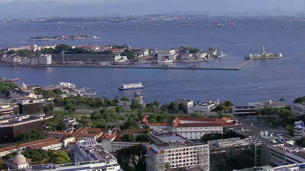 Praça 15 e a Baía de Guanabara — Foto: Reprodução/TV Globo