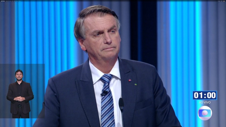 Jair Bolsonaro (PL) no debate entre presidenciáveis na TV Globo