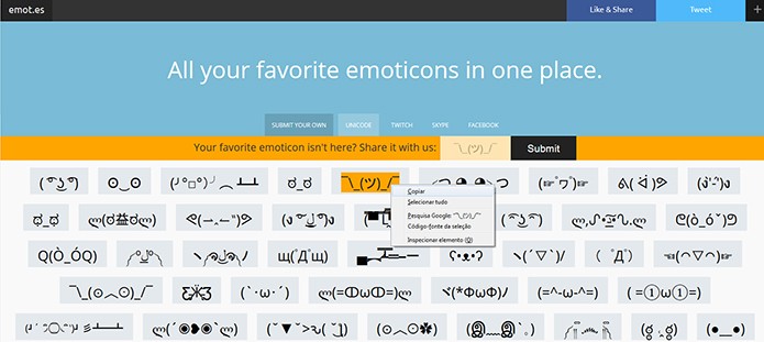Emotes reúne emojis complexos em uma mesma página (Foto: Reprodução/Barbara Mannara)