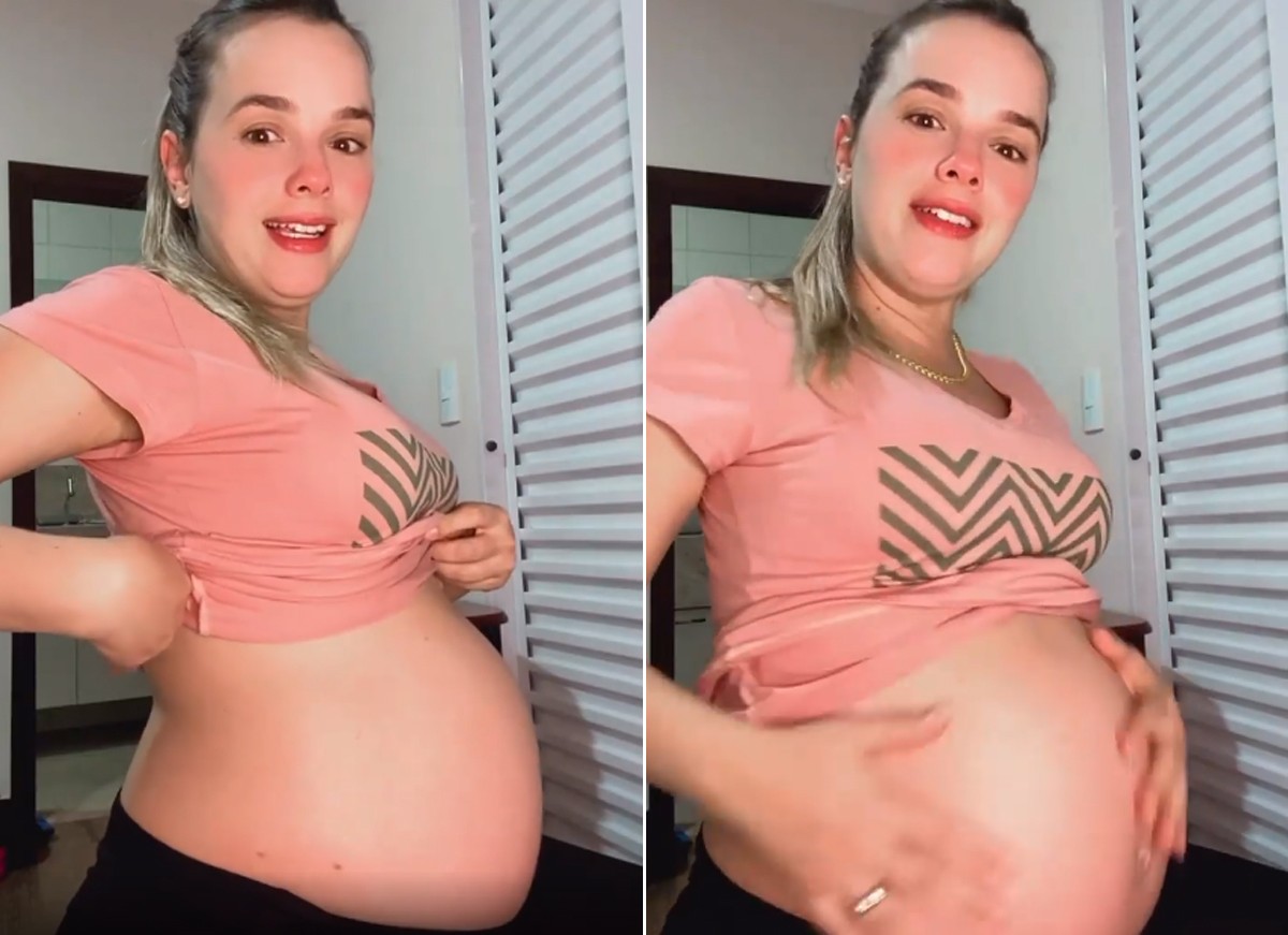 Thaeme exibe barrigão de 8 meses de gravidez: "Cuidado é redobrado" - Quem | QUEM News