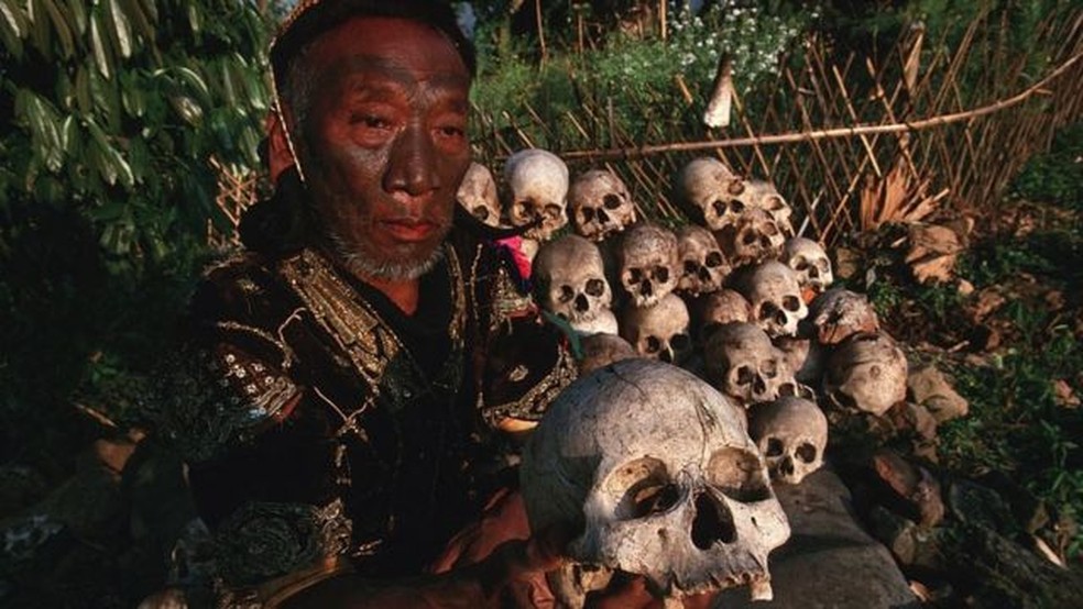O povo Naga acreditava que cabeças humanas eram fonte de poder — Foto: Getty Images via BBC