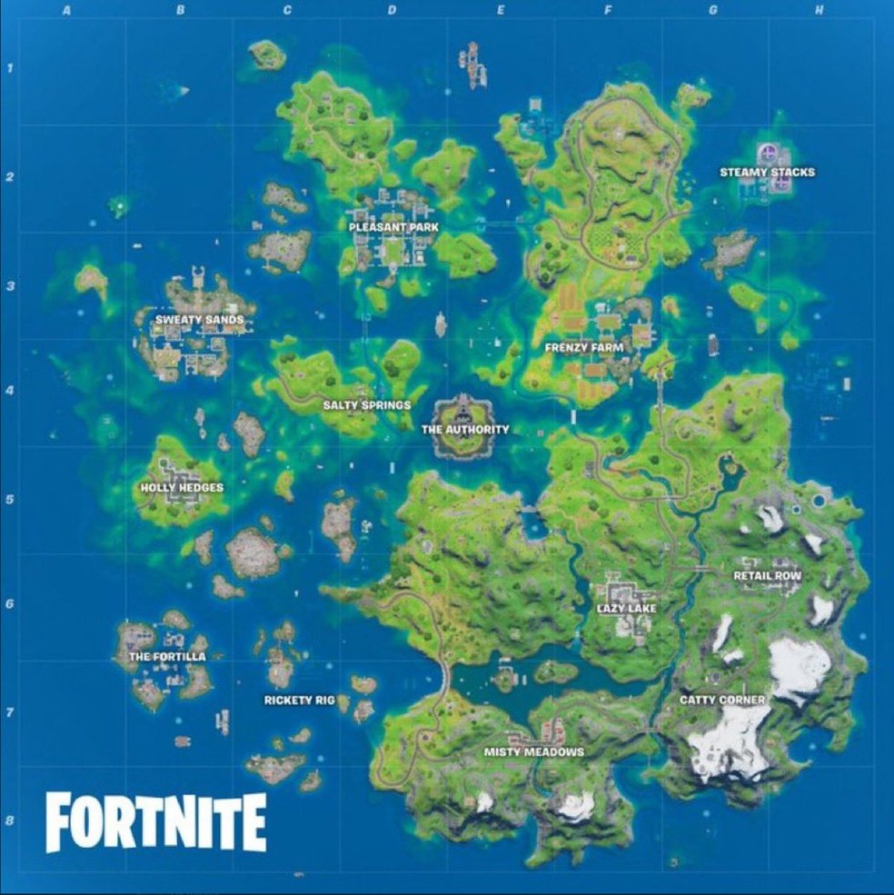 Mapa da Temporada 3 do Capítulo 2 de Fortnite — Foto: Reprodução