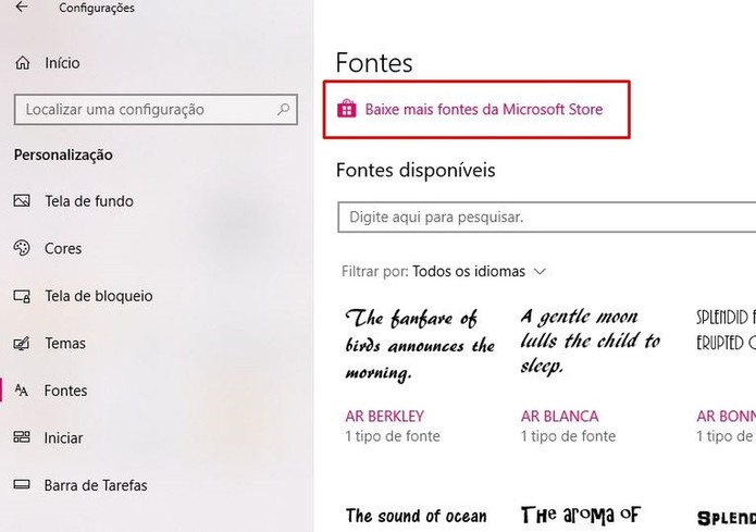Clique no link para acessar a Windows Store (Foto: Reprodução/Taysa Coelho) Clique no link para acessar a Windows Store (Foto: Reprodução/Taysa Coelho)