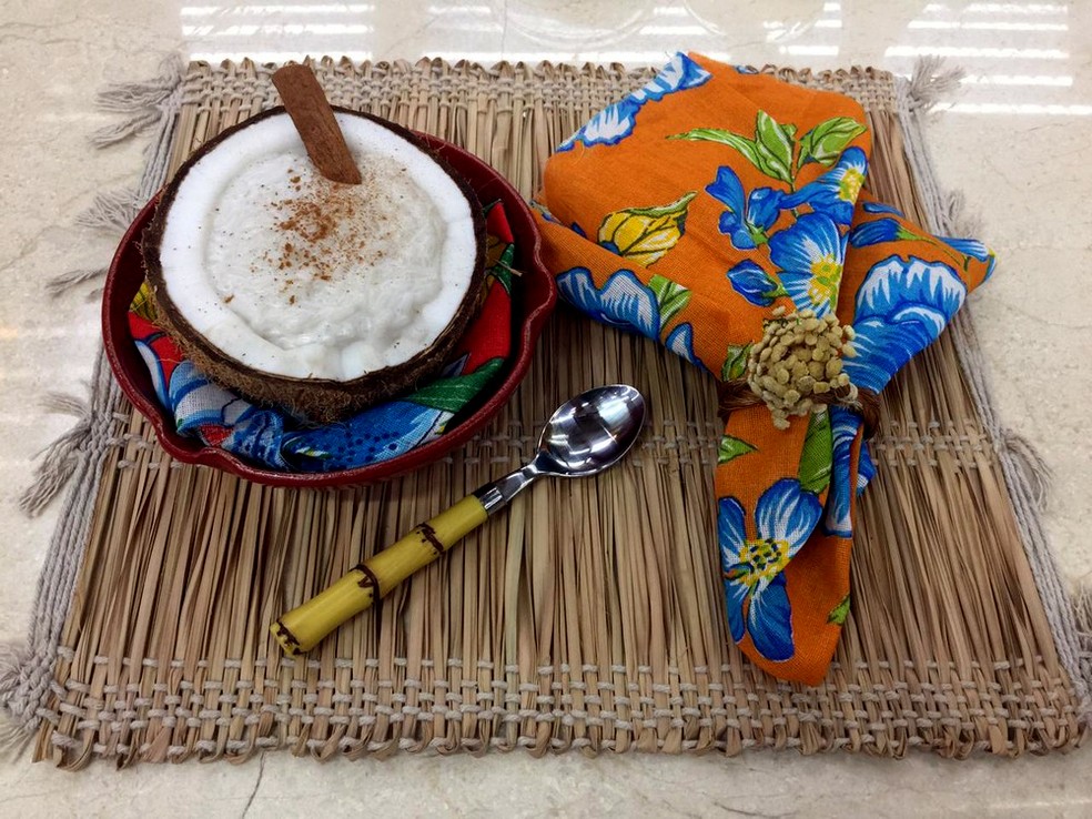 Arroz-doce leva leite de coco entre os ingredientes — Foto: Bruno Giannotti/ Globo